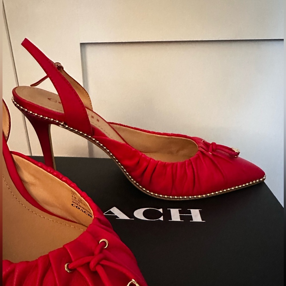 Coach Wionna size 8.5 red leather sling back pumps—excellent condition! - Picture 9 of 11